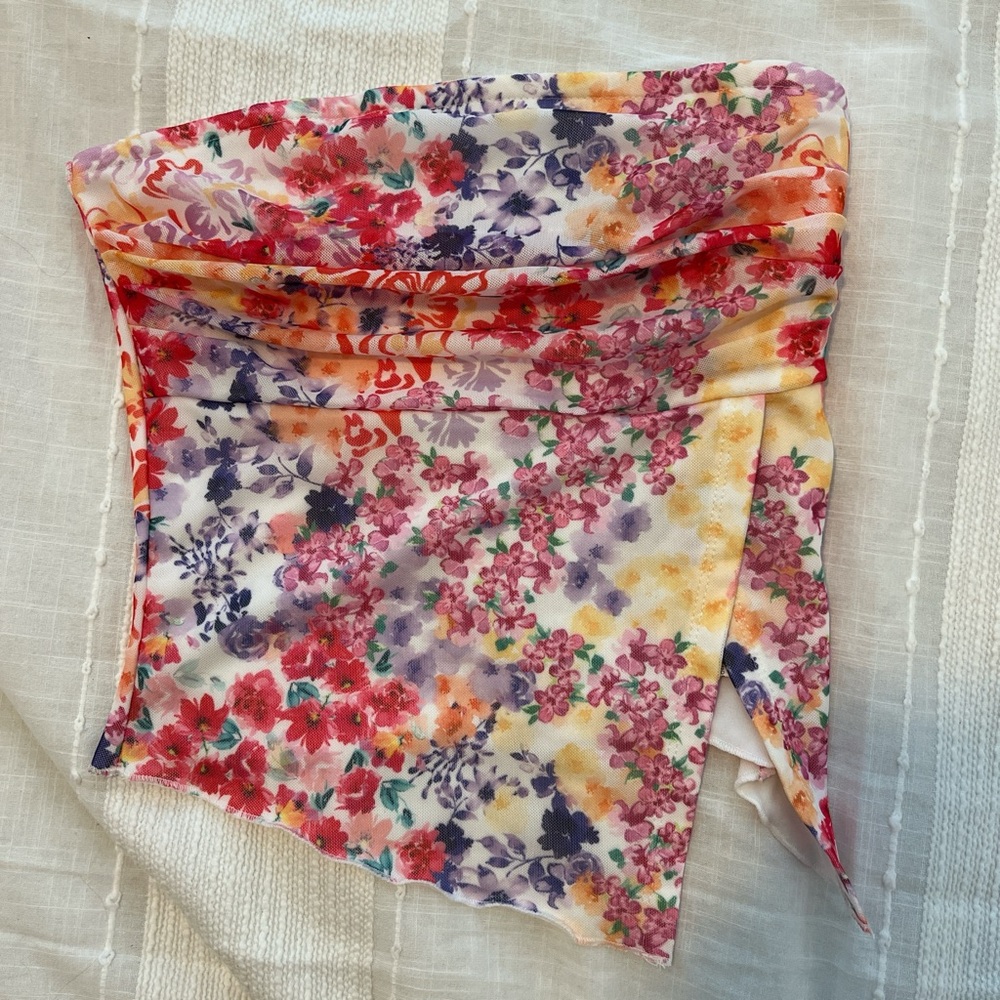 Strapless floral top